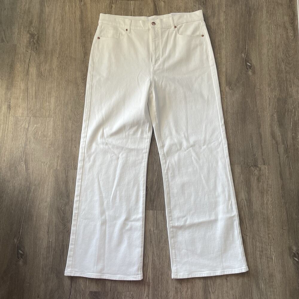 NWT LOFT The Wide Leg High Rise White Jeans Regular Size 32/14 Reg Inseam NEW